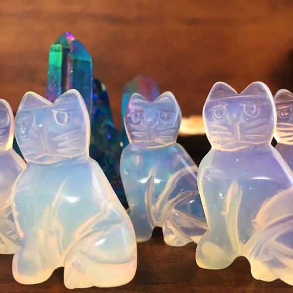 Opalite Cat Healing Crystals, Healing Stone, Angels, Messages, Intuition