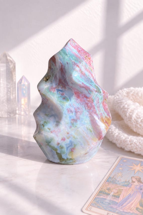 Ocean Jasper Flame, Pastel Colored, Healing Crystal, Exact One