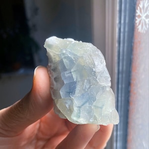 Raw Blue Fluorite Specimen With Internal Cubes | Rough Healing Crystal, Natural Gemstone, Clarity, Intuition, Third Eye Chakra