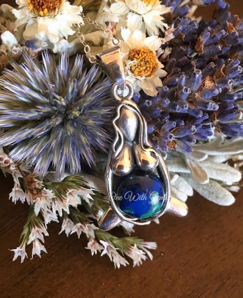 Goddess Necklace With Ajoite And Malachite Crystal Jewelry image 1