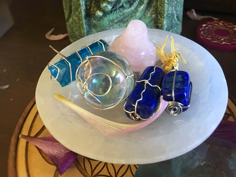 Selenite Bowl Healing Crystal Reiki Infused Gemstone Bowl Etsy