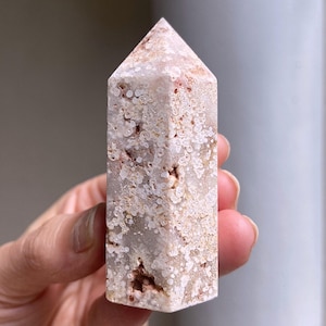 High Quality Pink Crazy Lace Agate Tower With Sparkly Druzy, Healing Crystal Point, Gemstone Obelisk, Heart Chakra, Joy, Self-Confidence