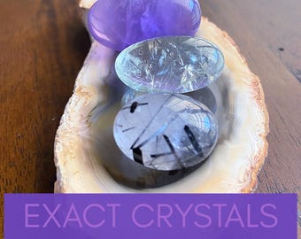 Green Amethyst, Purple Fluorite And Tourmalated Quartz Healing Crystals, Gift Set