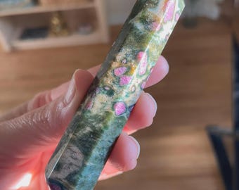 Ruby In Fuchsite Wand, Healing Crystal Point, Emotional Healing, Exact One, 3.5"