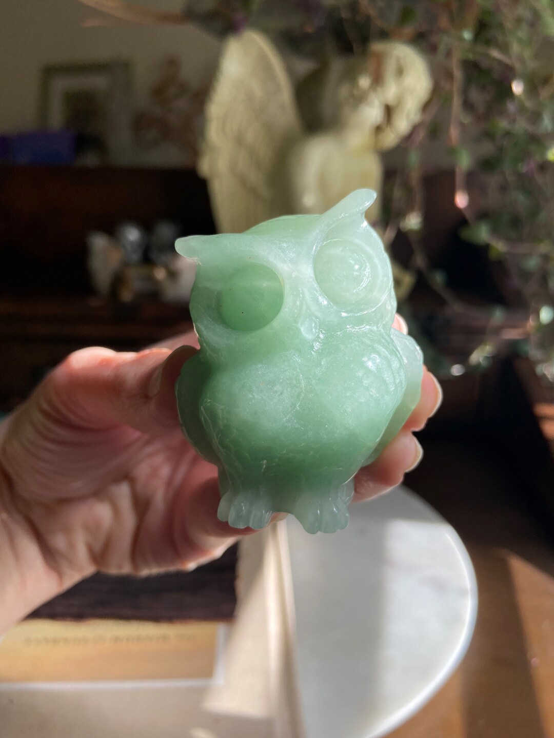 Jade Owl Figurine Spirit Animal Healing Crystal Etsy