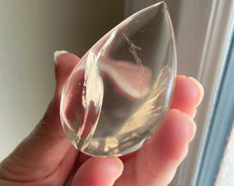 Lágrima de citrino ahumado con destellos de arcoíris, cristal de piedra de palma, piedra de conexión a tierra, pieza única