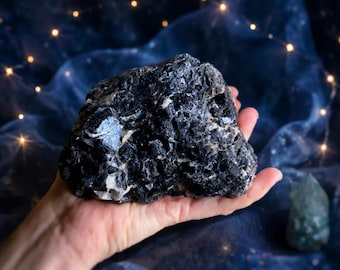 XL Black Tourmaline Chunk: Raw Tourmaline Specimen With Flashes
