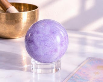 Lavender Lepidolite Sphere, Pastel Colored Crystal Ball, Natural Gemstone Orb, Exact One