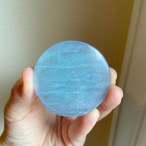 Aquamarine Crystal,  Healing Crystal Disc, Gemstone Slab, Calm Communication, Inner Peace, Emotional Clarity, Throat Chakra, Exact One
