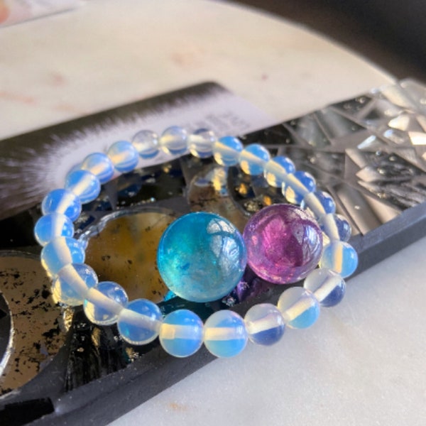 Translucent Opalite Bracelet With Two Aura Spheres