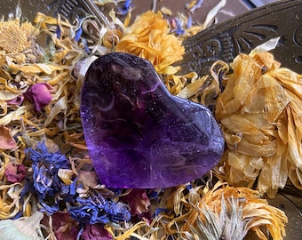 High Quality Dark Amethyst Heart, Intuitively Chosen, Crown Chakra Healing Crystal