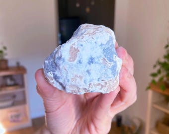 Angelita en bruto: Cristal curativo para el chakra de la garganta, piedra sin pulir, 2,25"