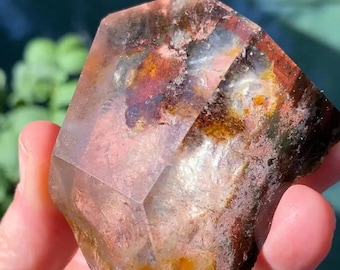 Cristal de cuarzo de jardín de forma libre, cuarzo lodolita, jardines interiores, pieza única.