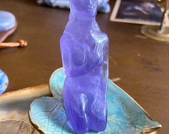 Fluorite Praying Goddess Figurine, Crystal Carving, Healing Stone, Exact Goddess Pictured, One Of A Kind, Purple Crystal