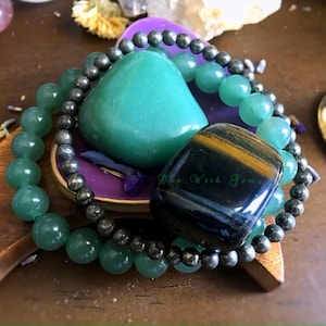 Wealth Crystal Set | Pyrite, Green Aventurine, And Multi Tiger&#39;s Eye | Healing Crystals And Stones, Prosperity, Abundance