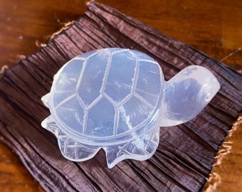 Girasol Sea Turtle With Rainbow Flashes And Inner Glow, Healing Crystal, Crown Chakra, Exact One