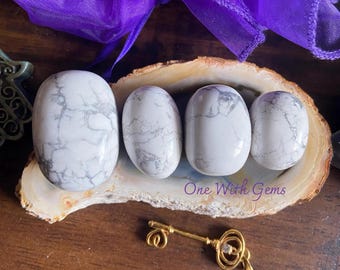 Piedra de howlita pulida, elegida intuitivamente, gema relajante, cristal de paciencia, consciencia