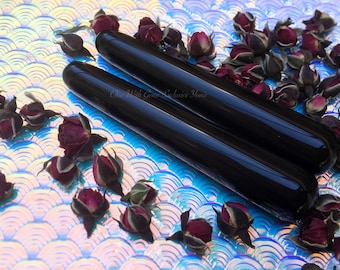 Varita de obsidiana negra, cristal de masaje curativo, chakra raíz, elección intuitiva, 10 cm