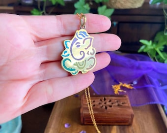 Ganesh Pendant Necklace, Ganesh Charm, Healing Crystal Jewelry