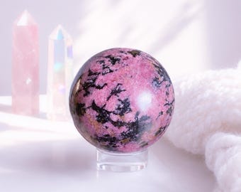 Rhodonite Sphere With Blue Flashes, High Quality Crystal Orb, Spiritual Reiki Gift