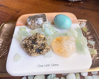 Money Magnet Crystal Set: Aventurine, Citrine, Pyrite, Jade & Angel Aura Quartz, Intuitively Chosen