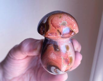 Polychrome Jasper Mushroom Exact One: With Sun Symbol And Popsicle Swirls, 2.25"