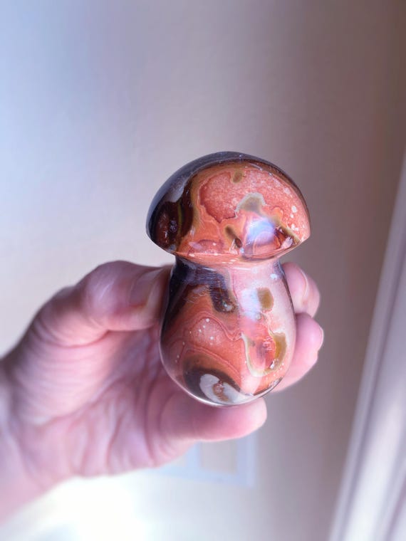 Polychrome Jasper Mushroom Exact One: With Sun Symbol And Popsicle Swirls, 2.25"