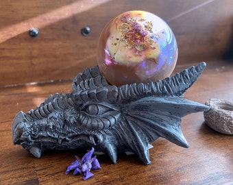 Dragon Sphere Holder, Healing Crystal, Altar Decor, Dragon Statue