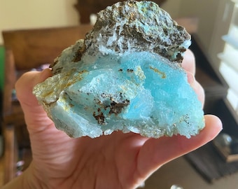 Blue Aragonite Crystal Specimen: Raw Mineral Specimen, Exact One