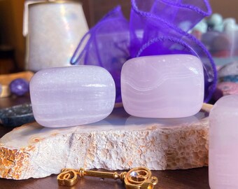 High Quality Extra Large Mangano Calcite Tumbled Stone