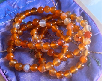 Carnelian Bracelet, 8mm Stretch Bracelet, Healing Crystal Jewelry