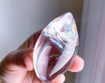 Piedra de palma Shiva de cuarzo transparente, amplificación de energía, cristal curativo del chakra corona, Exact One