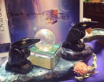 Black Onyx Raven Figurine, Healing Crystal Carving, Protection Crystal, Gift For Empaths
