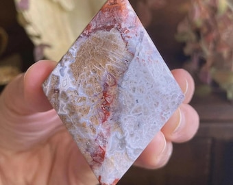 Crazy Lace Mexican Agate Diamond Healing Crystal Carving Display Piece Reiki Gift