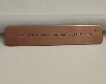 Copper bookmark, personalized bookmark, 7th anniversary gift,  Christmas gift