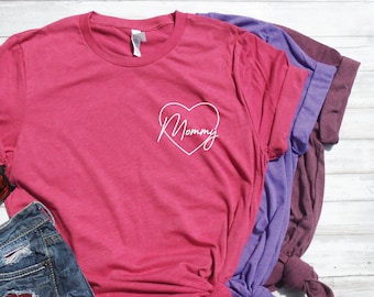 Mommy Shirt | Mom Heart | Shirts for Mama | Crewneck Tee For Mom | Mommy Gift | Unisex Fit Graphic Tee | New Mom Gift | Promoted to Mommy