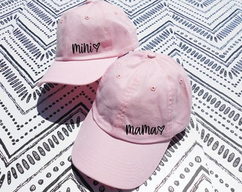 Mama and Mini Hats / Mama Baseball Cap / Mama Hat / Mini Hat / Mom Baseball Hat / Mommy & Me Hats / Matching Hats / Mama Mini Hat Set Cute