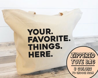 Favorite Things Tote, Beach Bag, Vacation Bag, Mom Tote, Custom Tote Bag, Personalized Tote Bag. Customizable Tote Bag. Gift for Her