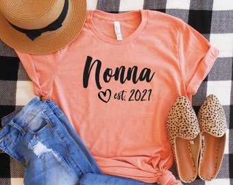 Nonna Est Year Shirt | Nonna Gift | First Time Nana | Nonna Christmas | Unisex Fit Graphic Tee | Promoted to Nona | Custom Printed Nonna