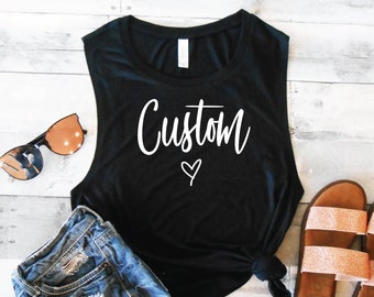 Custom Muscle Tank - Personalized Muscle Tee - Personalized Tank Top - Workout Tank Top - Personalized Gift - Grandma Tank - Nonna Memaw