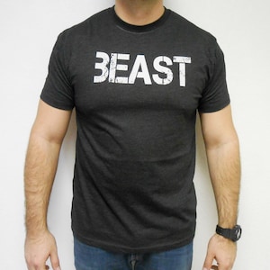 Men's Beast T-shirt. Mens Workout Shirt. Mens Gym Shirt. Mens Fitness T-Shirt. BEAST tee. Gym T-Shirt. Mens Lifting Weights T-Shirt. Beast T image 1