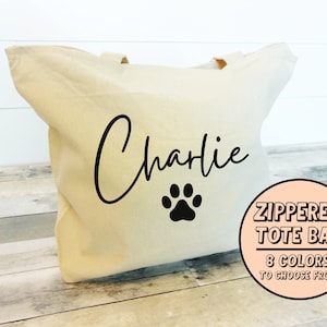 Personalized Dog Tote Bag, Dog Mom Bag, Dog Toys Tote Bag, Dog Park Bag, Gift for Dog Mom Paw Print Tote Bag Dog Walker Dog Mom Gift image 4