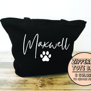 Personalized Dog Tote Bag, Dog Mom Bag, Dog Toys Tote Bag, Dog Park Bag, Gift for Dog Mom Paw Print Tote Bag Dog Walker Dog Mom Gift image 5