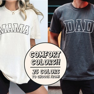 Comfort Colors Mama and Dad Shirts, New Dad Shirt, Gift for New Mom, Pregnancy Announcement Shirts, Christmas Gift For Mom and Dad