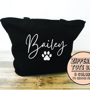 Personalized Dog Tote Bag, Dog Mom Bag, Dog Toys Tote Bag, Dog Park Bag, Gift for Dog Mom Paw Print Tote Bag Dog Walker Dog Mom Gift image 1