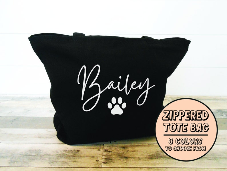 Personalized Dog Tote Bag, Dog Mom Bag, Dog Toys Tote Bag, Dog Park Bag, Gift for Dog Mom Paw Print Tote Bag Dog Walker Dog Mom Gift image 1