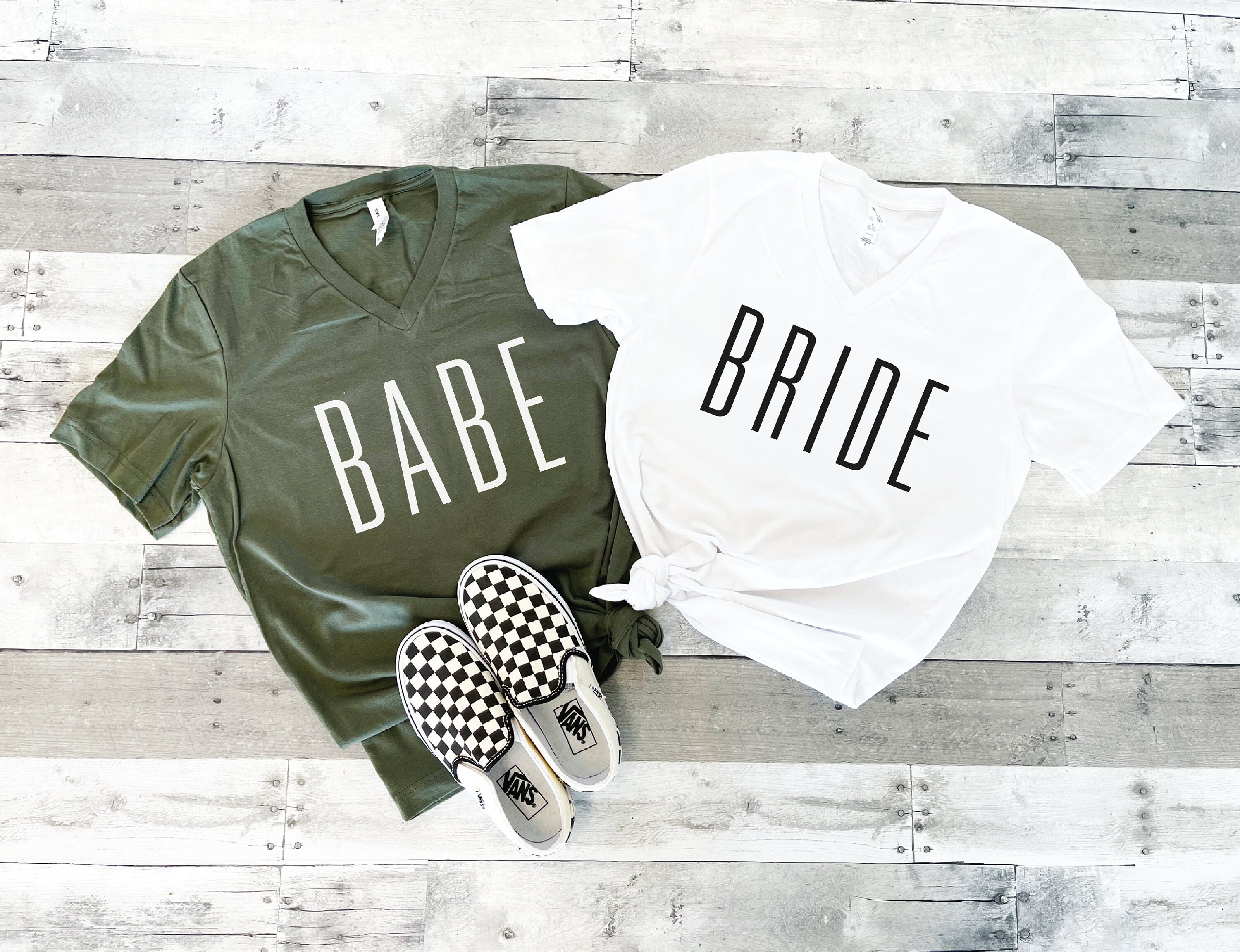Bride and Babe V-neck Tees Bachelorette 