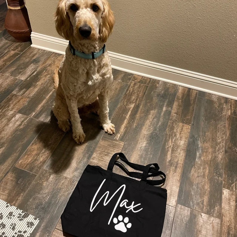 Personalized Dog Tote Bag, Dog Mom Bag, Dog Toys Tote Bag, Dog Park Bag, Gift for Dog Mom Paw Print Tote Bag Dog Walker Dog Mom Gift image 8