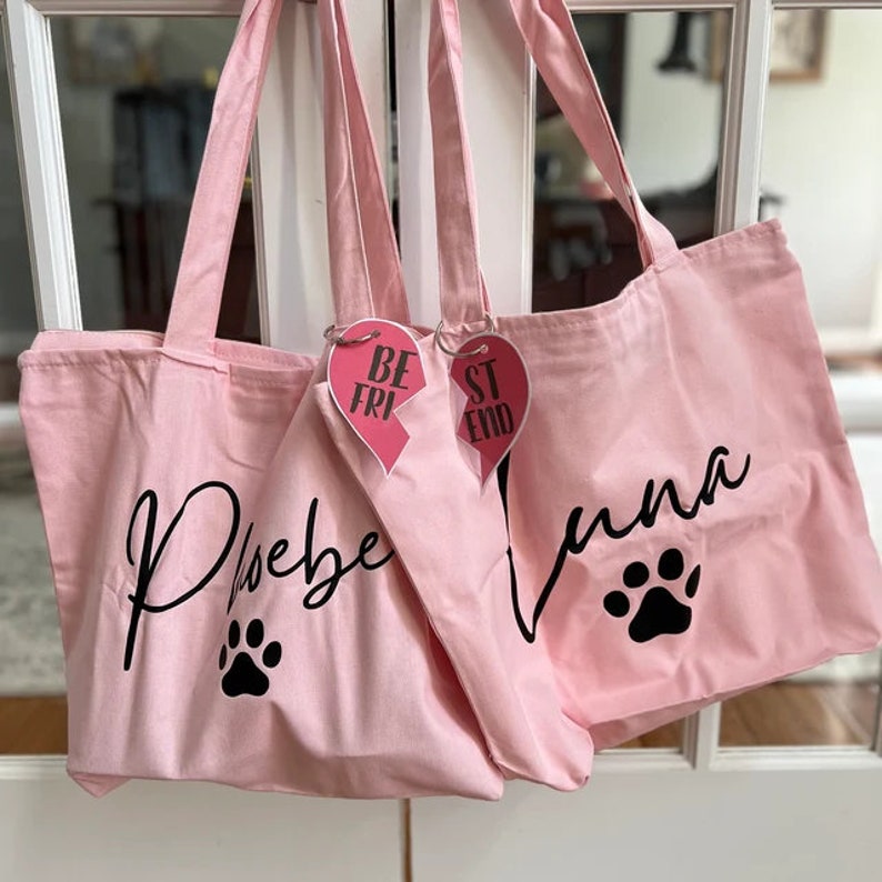 Personalized Dog Tote Bag, Dog Mom Bag, Dog Toys Tote Bag, Dog Park Bag, Gift for Dog Mom Paw Print Tote Bag Dog Walker Dog Mom Gift image 9