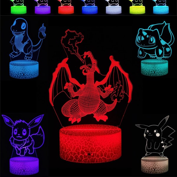 Pokemon 3D Optical Illusion 5 in 1 LED Night Light for Kids